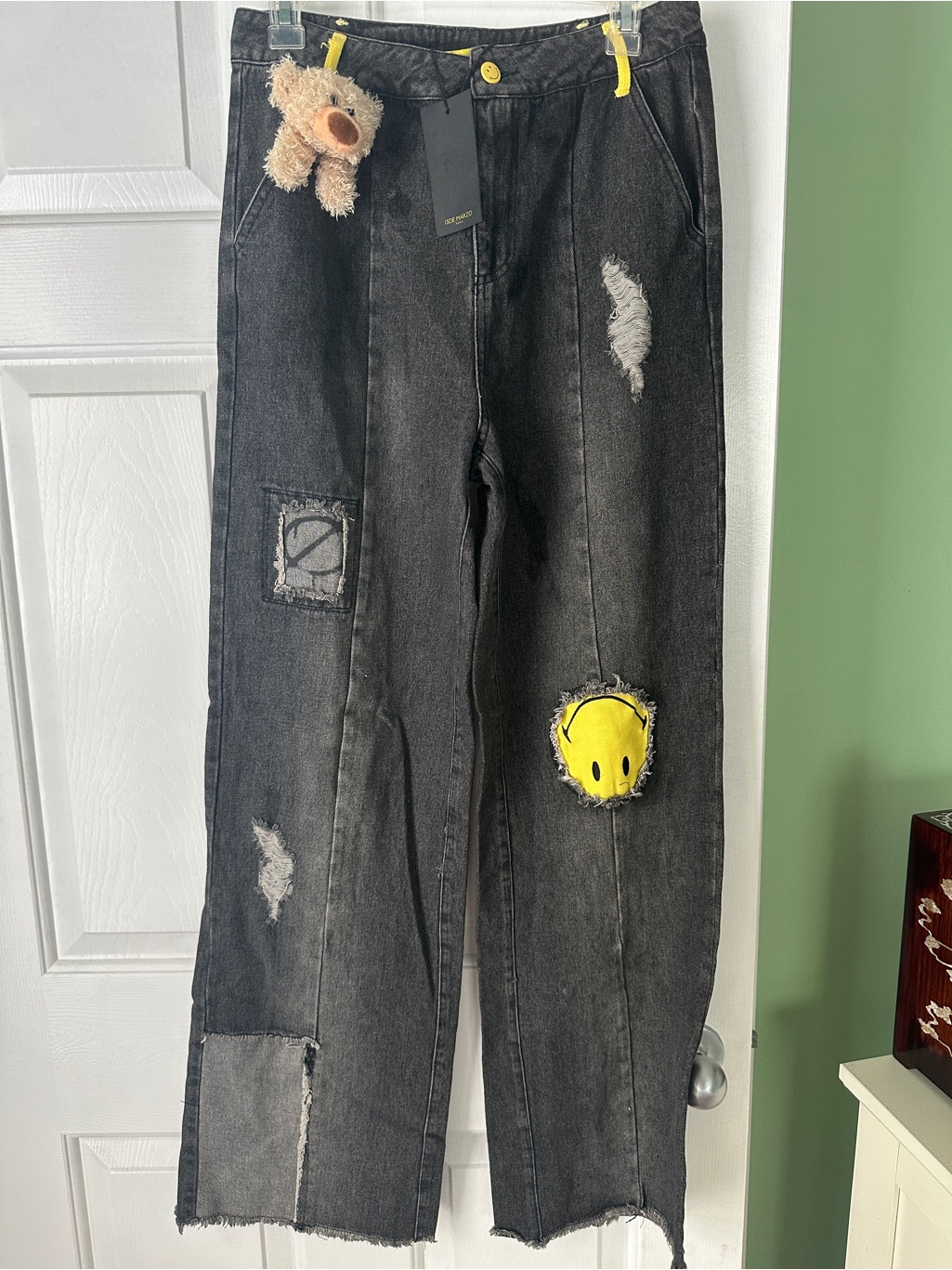 13de Marzo 2022 Smiley Collection Black Straight Leg Women's Jeans